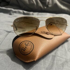 Ray-Ban Gold and Brown Aviator Sunglasses